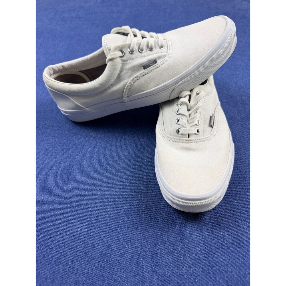 Vans Authentic Men’s 11 White Cream Canvas Low Top Skate Sneakers Shoes